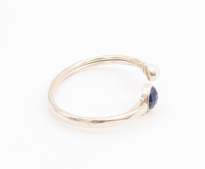 925 Sterling Silver Vintage Bracelet Round Gemstone Open Hook Bangle  BT11434