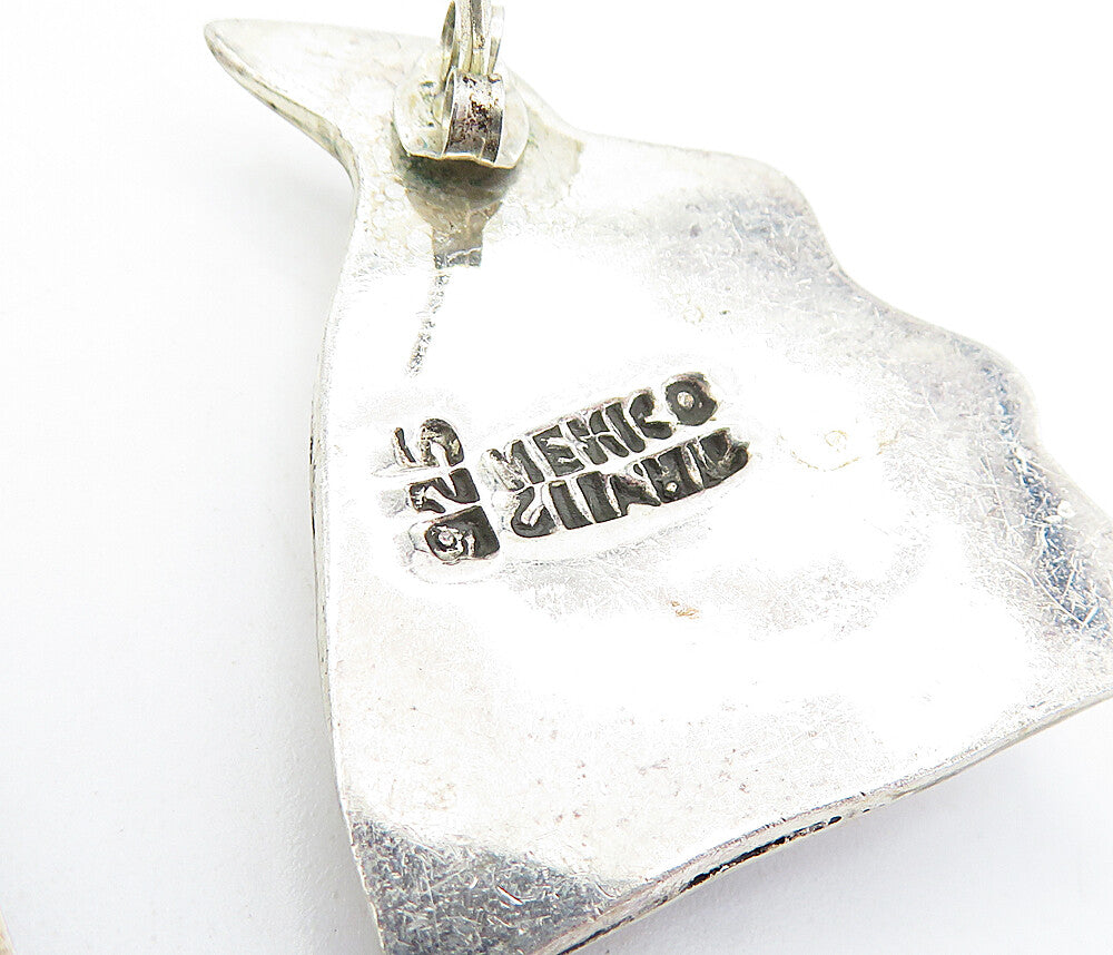 MEXICO 925 Sterling Silver  Vintage Hollow Modernist Drop Earrings  EG2625