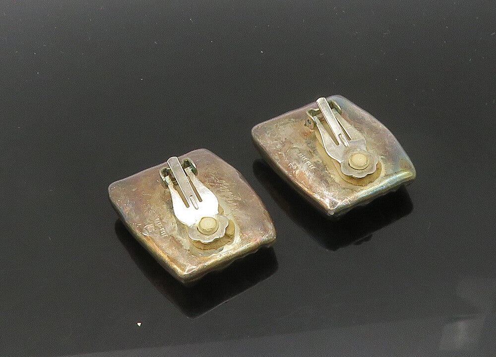 FREDERIC JEAN DUCLOS 925 Silver  Vintage Sculpted Non Pierce Earrings  EG10545