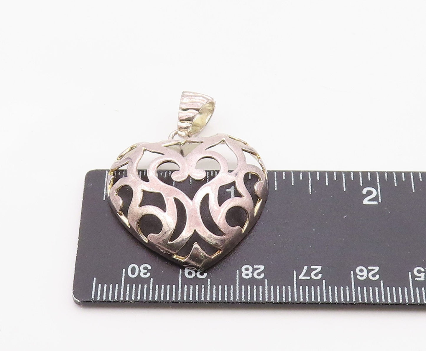 925 Sterling Silver Vintage Pendant MILOR Openwork Love Heart Charm  PT26315