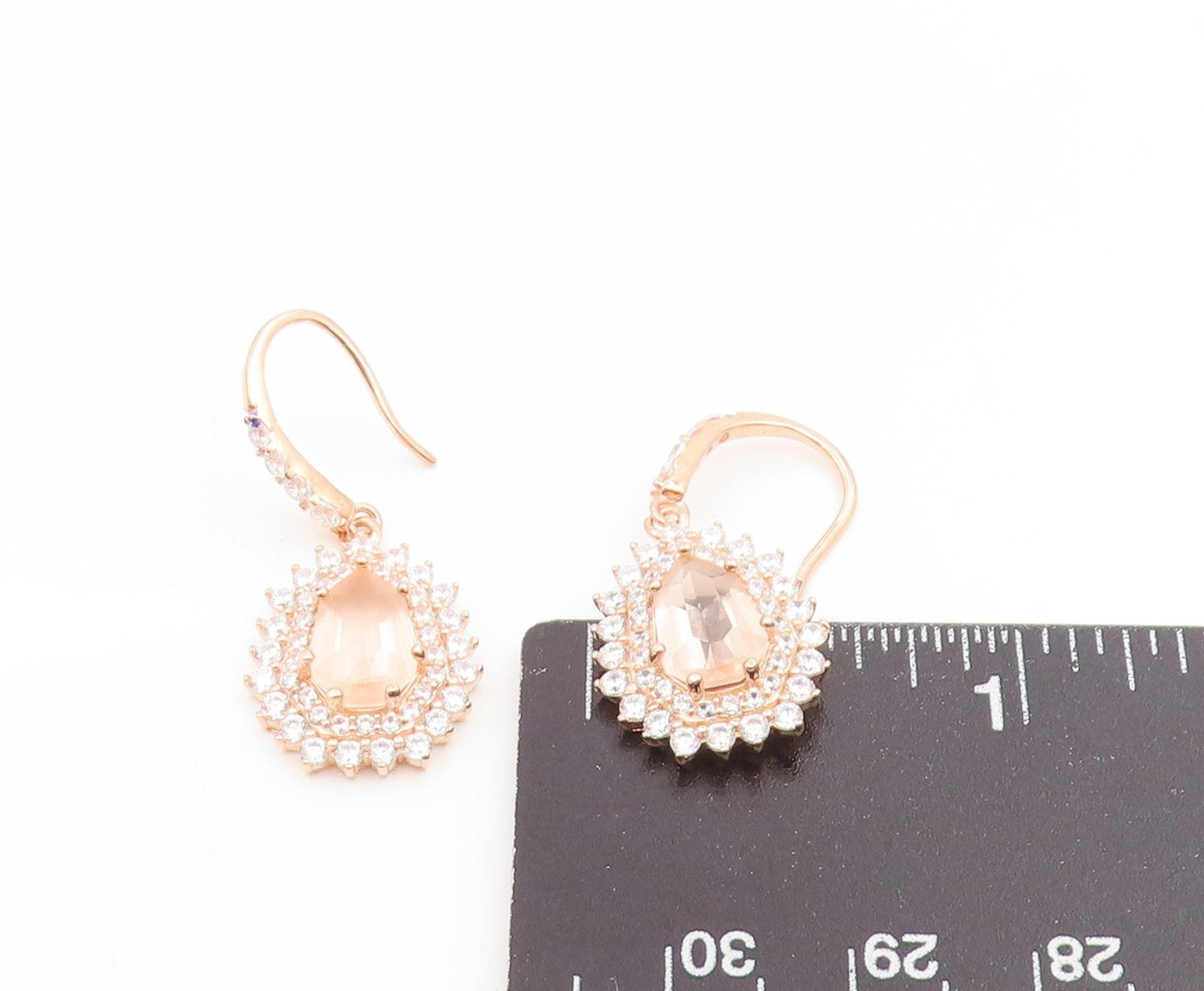 925 Sterling Silver Vintage Earrings Gold Plated Champagne CZ Dangle  EG14139