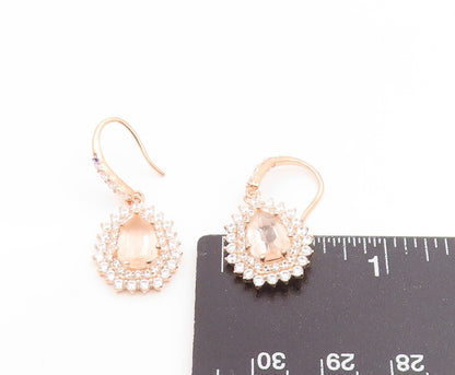 925 Sterling Silver Vintage Earrings Gold Plated Champagne CZ Dangle  EG14139