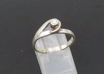 POLAND 925 Silver  Vintage Shiny Cubic Zirconia Loop Band Ring Sz 7.5  RG21018