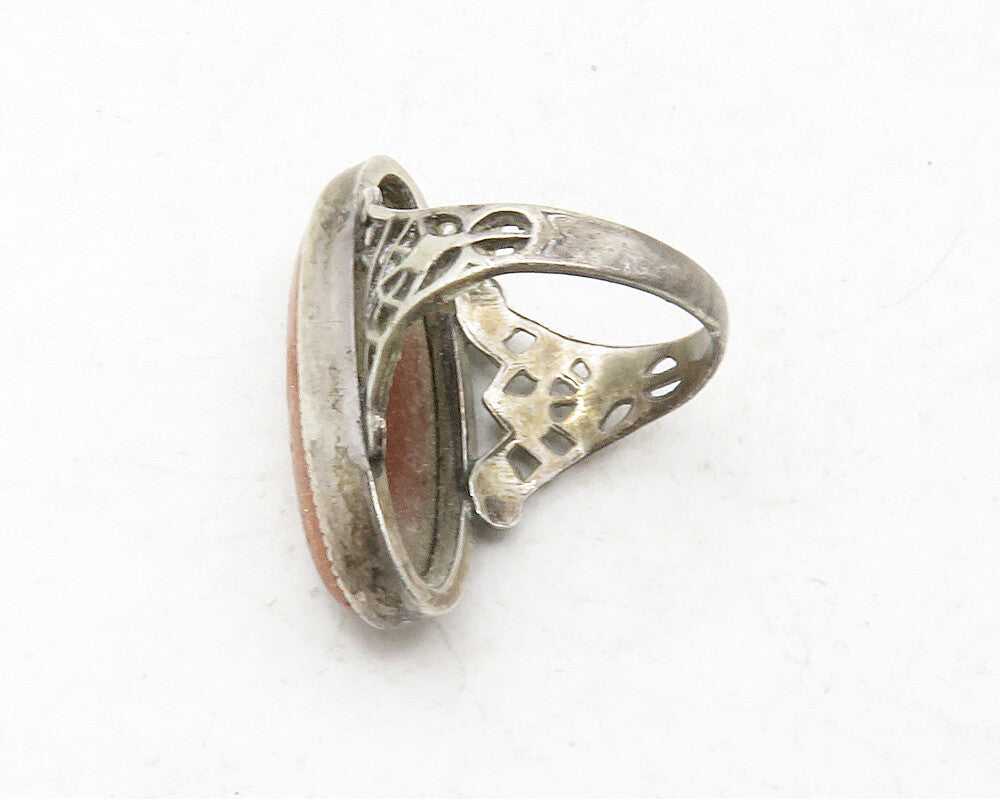 925 Sterling Silver  Vintage Cabochon Goldstone Cocktail Ring Sz 4.5  RG12991