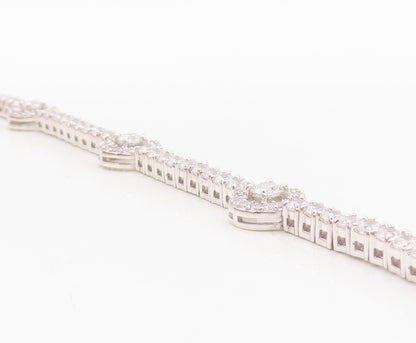 925 Sterling Silver Vintage Bracelet Minimalist CZ Halo Ring Band  BT10757