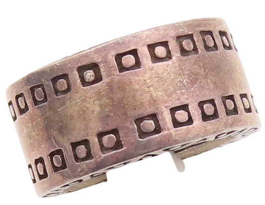 925 Sterling Silver Vintage Ring  Square & Triangles Grooved  Sz 6.5  RG29150