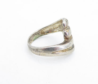 925 Sterling Silver  Vintage Dark Tone Fluted Bypass Band Ring Sz 6.5  RG5004