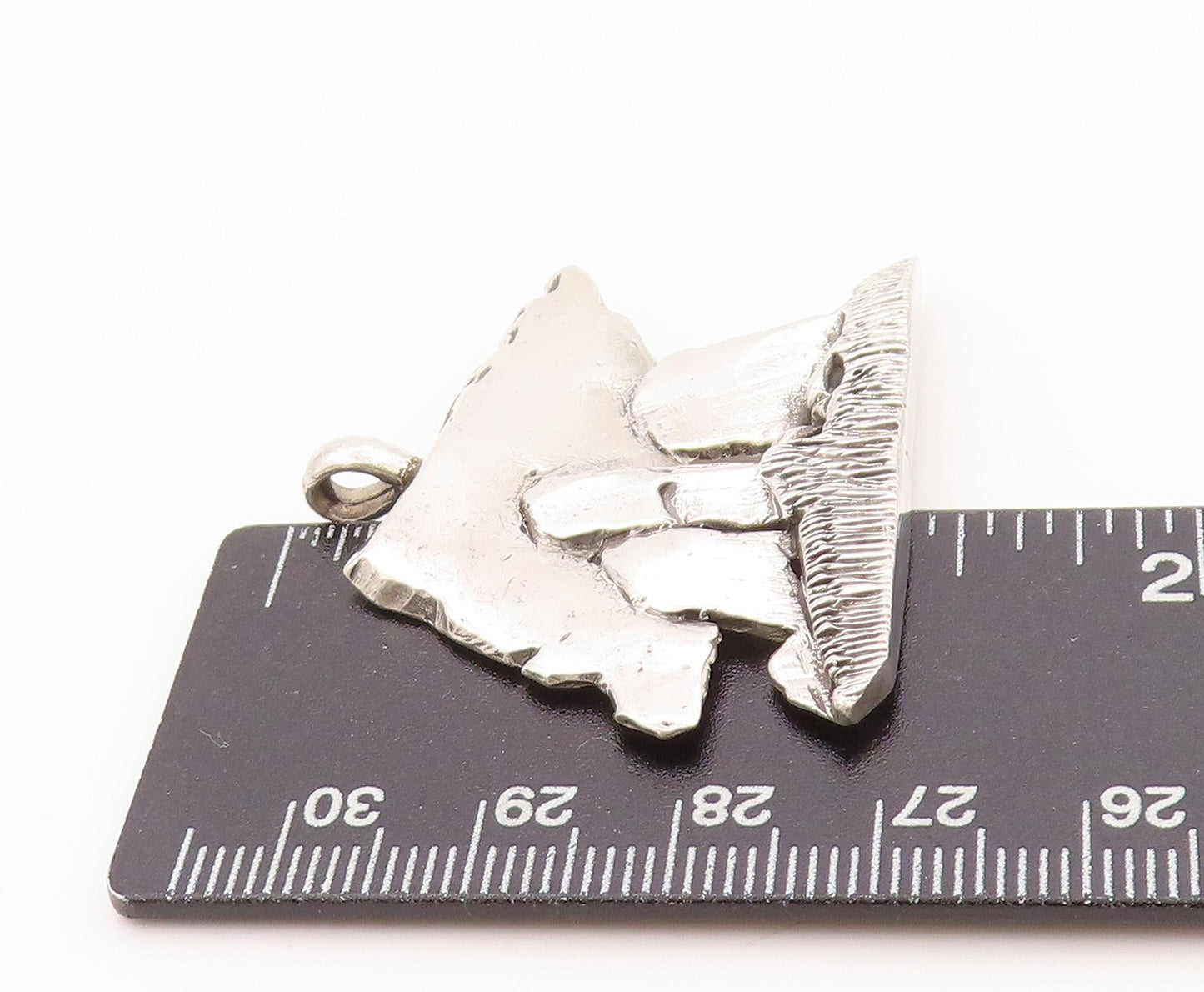 925 Sterling Silver Vintage Pendant Brutalist Cutout Mountain Scenery  PT24117