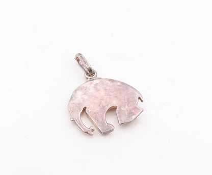 925 Sterling Silver  Vintage Shiny Dark Tone Elephant Motif Pendant  PT7198