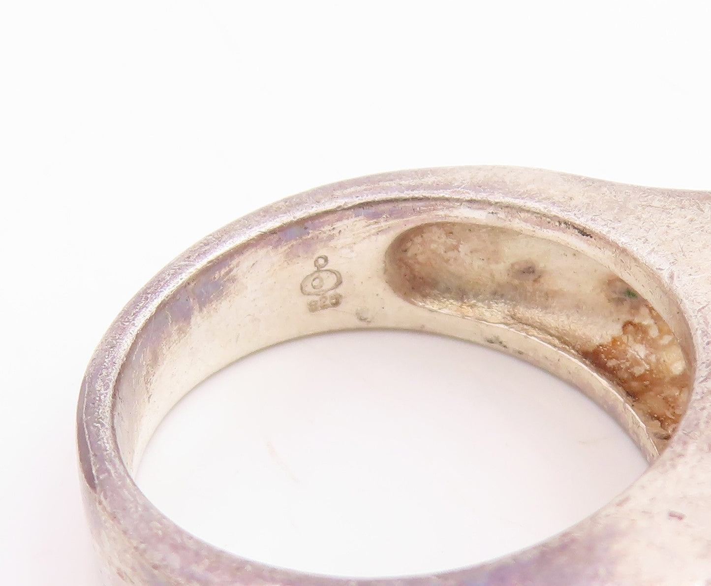 925 Sterling Silver Vintage Ring Multi Gemstone Geometric Band  Sz 7.5  RG34828