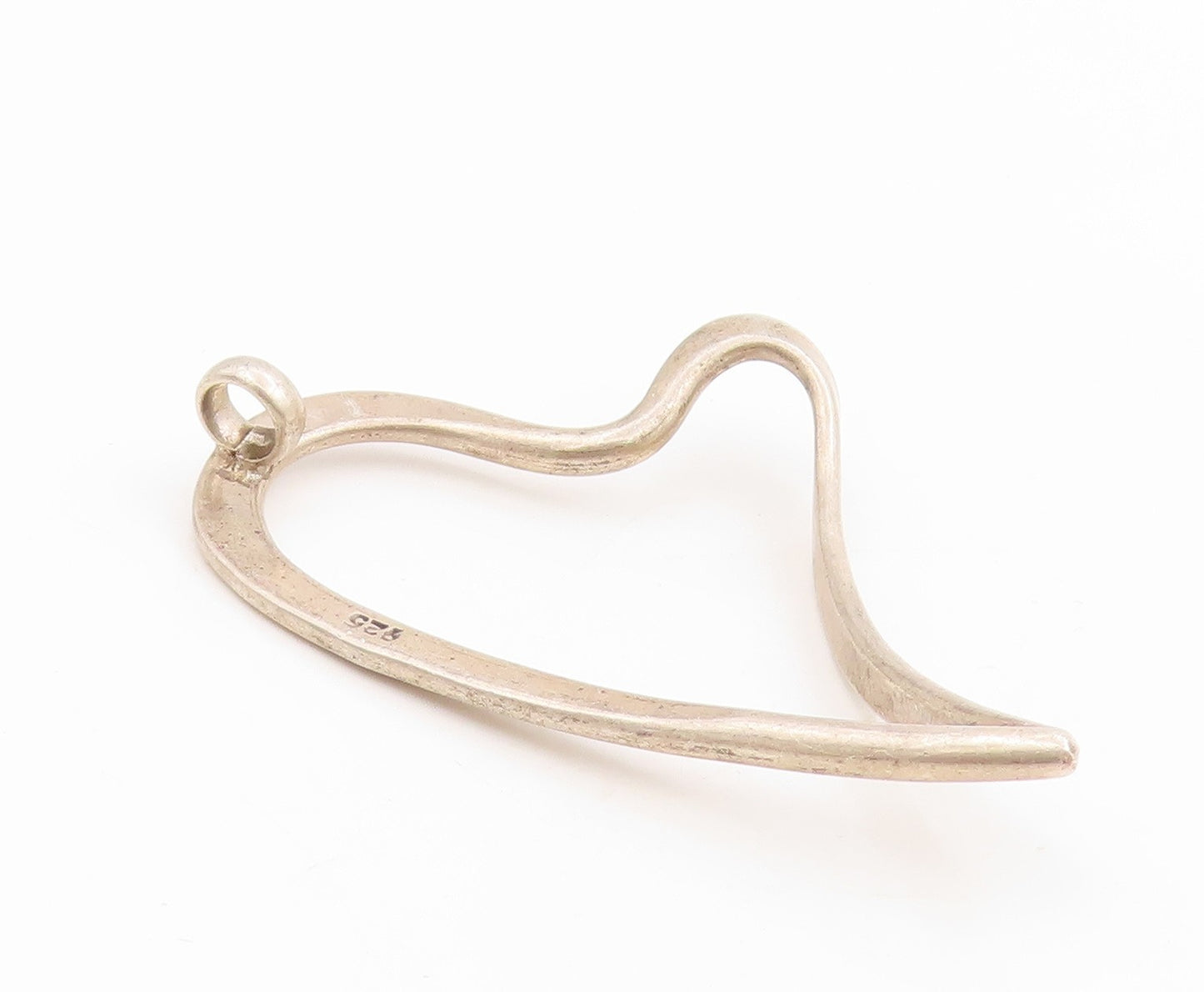925 Sterling Silver Vintage Pendant Classic Stretched Open Love Heart  PT25428