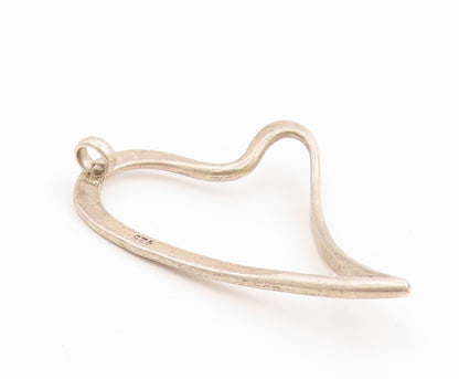 925 Sterling Silver Vintage Pendant Classic Stretched Open Love Heart  PT25428