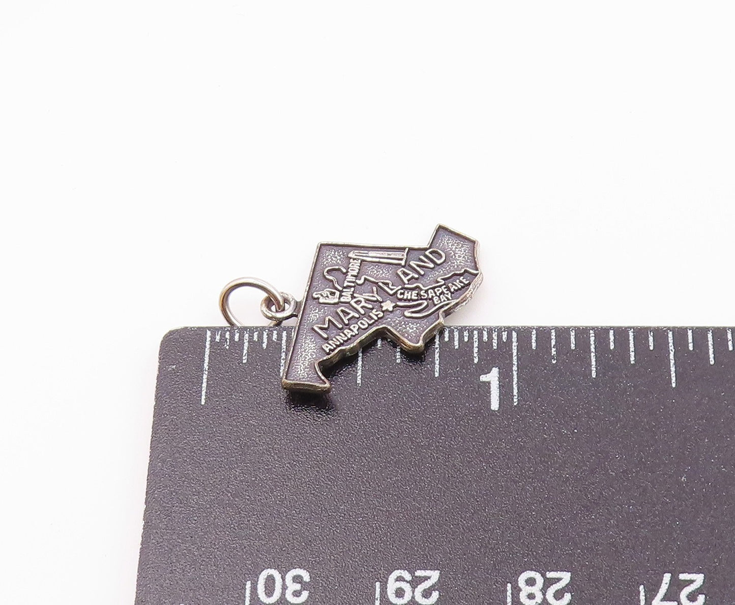 925 Sterling Silver  Vintage Maryland State Souvenir Pendant  PT21206