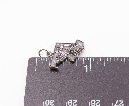 925 Sterling Silver  Vintage Maryland State Souvenir Pendant  PT21206