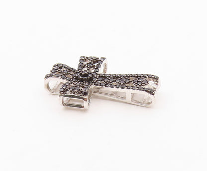 925 Sterling Silver   Vintage Sparkly Spinel Religious Cross Pendant  PT20623