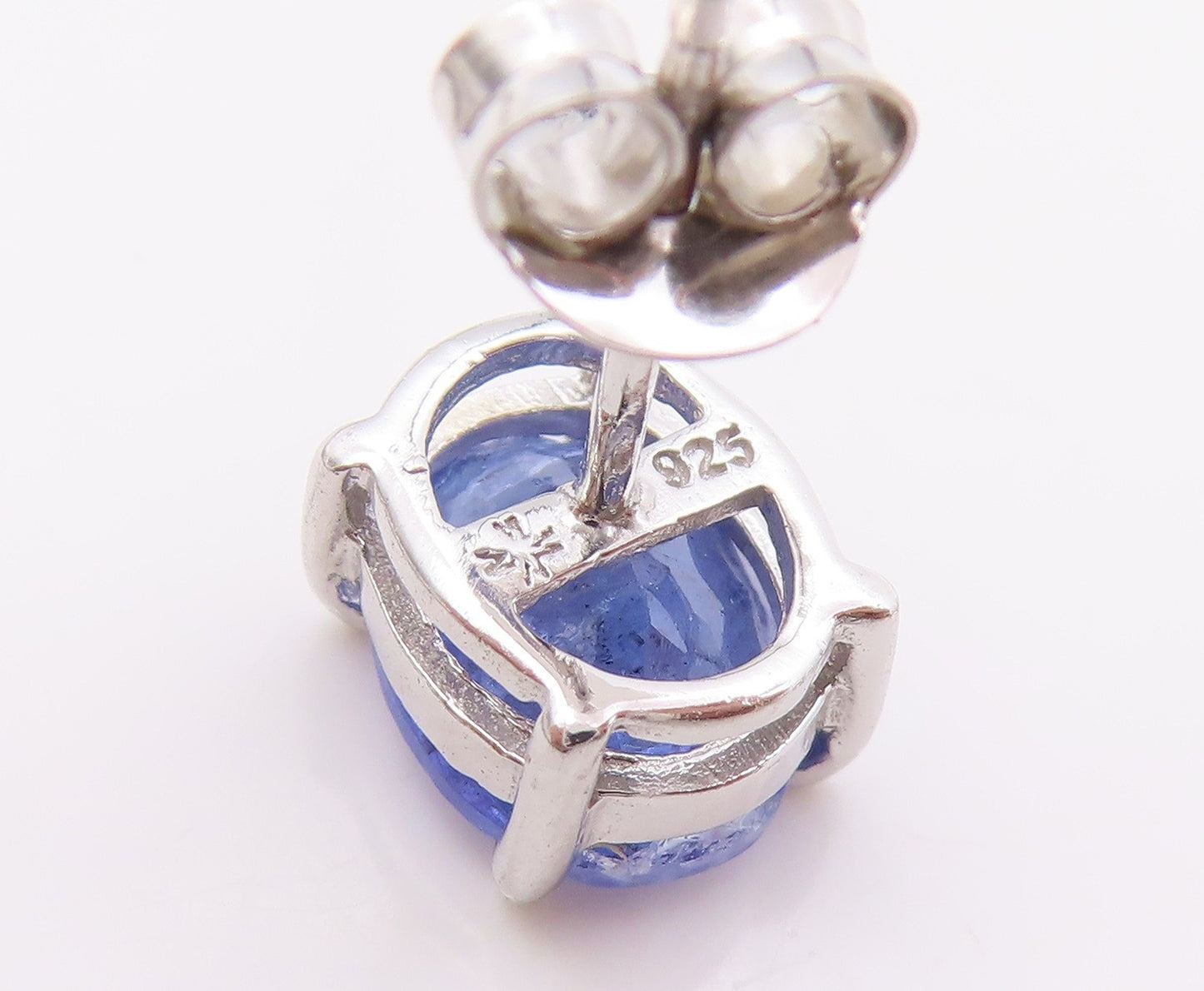 925 Sterling Silver Vintage Earrings Minimalist Oval Cut Tanzanite Studs EG14009