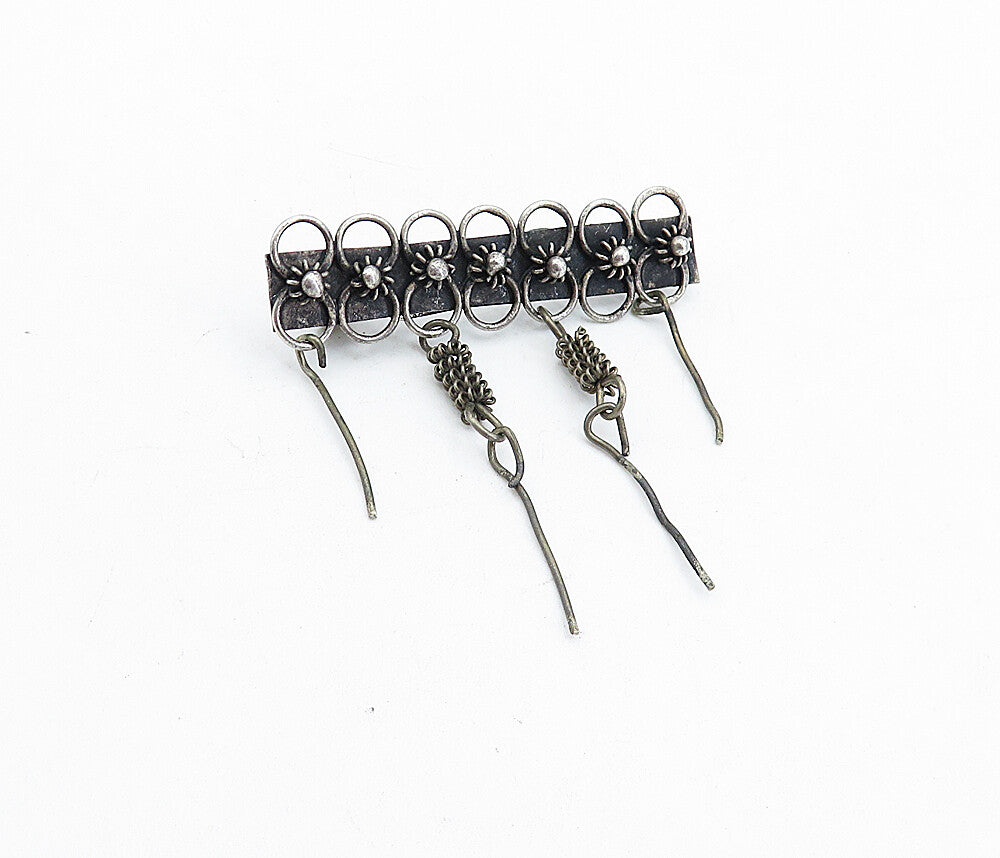 ISRAEL 925 Sterling Silver  Vintage Oxidized Dangling Twist Brooch Pin  BP1583