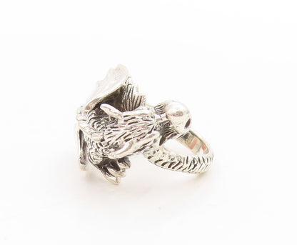 925 Sterling Silver Vintage Ring Textured Gothic Dragon Band  Sz 5  RG34045