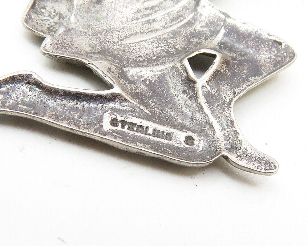 925 Sterling Silver  Vintage Modernist Dark Tone Kneeling Man Pendant  PT7579