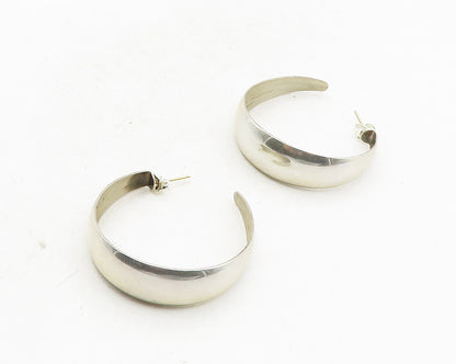 925 Silver & 14K GOLD  Vintage Shiny Smooth Pointed JHoop Earrings  EG5000