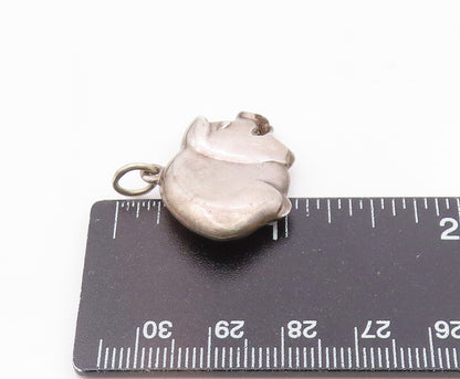 925 Sterling Silver  Vintage Minimalist Hollow Pig Animal Pendant  PT21432