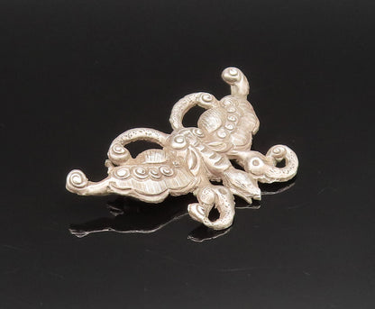 925 Sterling Silver Vintage Antique Textured Butterfly Motif Brooch Pin BP9570