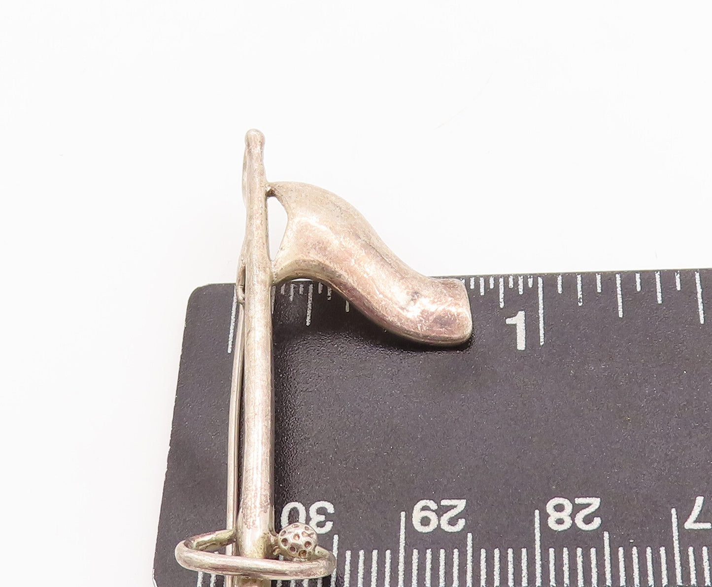 925 Sterling Silver Vintage Brooch Pin Cutout Golf Finishing Pot Hole  BP11093