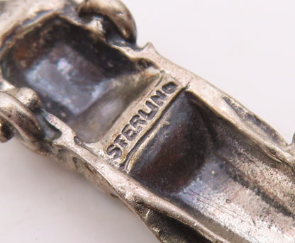 925 Sterling Silver  Vintage Old Fashion Two Seater Car Charm Pendant  PT20347