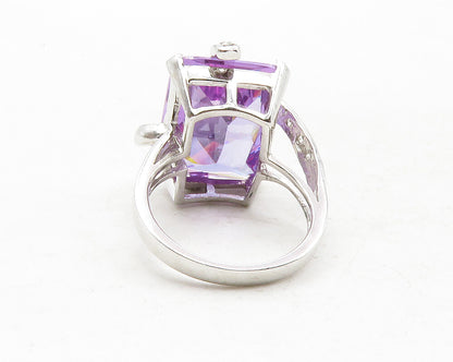 925 Sterling Silver  Purple Cubic Zirconia Swirl Cocktail Ring Sz 6.5  RG12984