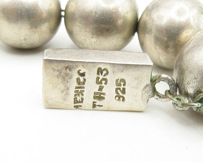MEXICO 925 Sterling Silver  Vintage Heavy Shiny Beaded Chain Necklace  NE2858