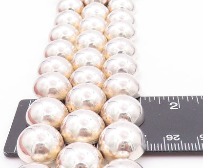 925 Sterling Silver Vintage Bracelet Modernist Broad Linked Domes  BT11220