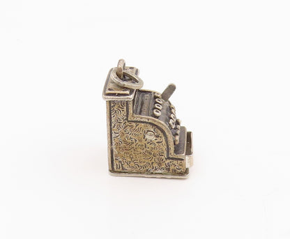 925 Sterling Silver Vintage Pendant Mechanical Cash Register Charm OPENS PT25649