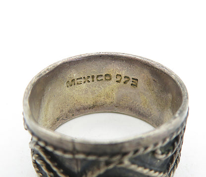 MEXICO 925 Sterling Silver  Vintage Dark Tone Twist Band Ring Sz 7  RG4722