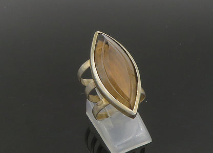 925 Sterling Silver  Vintage Marquise Smoky Topaz Cocktail Ring Sz 7  RG22827