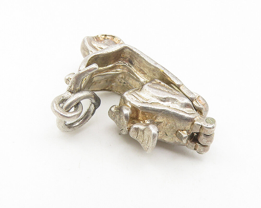 925 Sterling Silver  Vintage Dark Tone Motor Scooter Pendant (OPENS)  PT8886