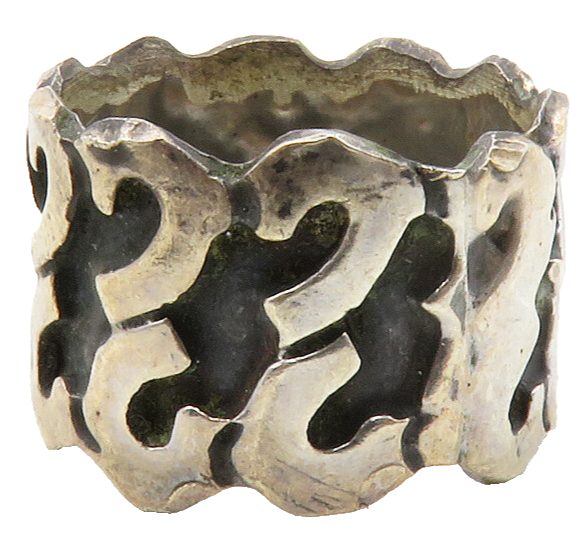 MEXICO 925 Sterling Silver Vintage Oxidized Swirl Pattern Band Ring Sz 6 RG12718