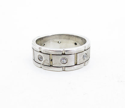 925 Sterling Silver  Vintage Cubic Zirconia Brick Band Ring Sz 10.5  RG5591