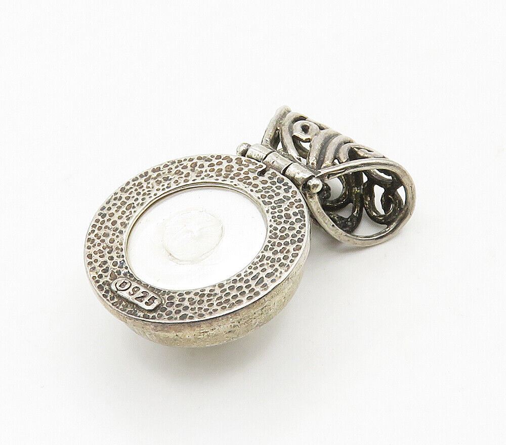 925 Sterling Silver  Vintage Pearl Dome Open Swirl Bail Pendant  PT12341