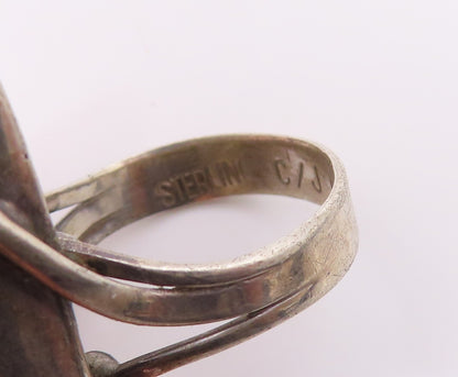 925 Sterling Silver Vintage Ring CJ NEZ NAVAJO Oval Puffed Design  Sz 7  RG33291