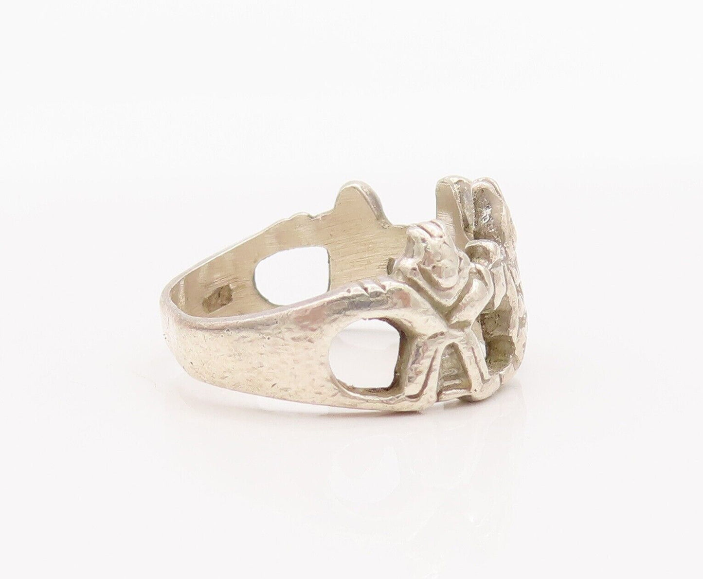 925 Sterling Silver Vintage Ring Cartoon Character Holding Hands  Sz 7  RG28207