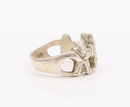 925 Sterling Silver Vintage Ring Cartoon Character Holding Hands  Sz 7  RG28207