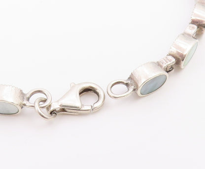 925 Sterling Silver  Mother Of Pearl & Marcasite Double Sided Bracelet  BT5099