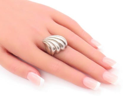 925 Sterling Silver Vintage Ring KRYPELL Solid Carved Swirly Fan  Sz 7.5 RG28221