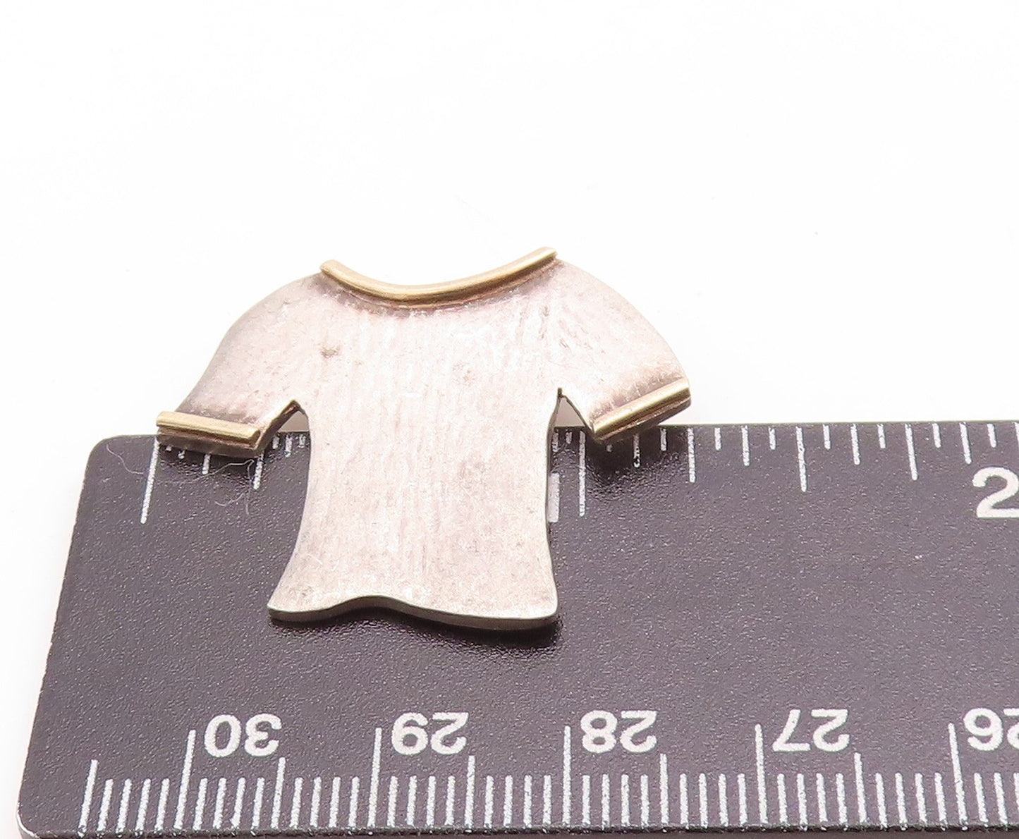 925 Sterling Silver Vintage Pendant Minimalist Carved T shirt PT23755