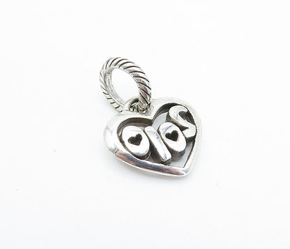 925 Sterling Silver  Shiny Petite 2010 Love Heart Twist Drop Pendant  PT2963