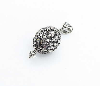 925 Sterling Silver  Vintage Ornate Patterned Hollow Drop Pendant  PT4507