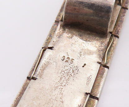 925 Sterling Silver  Vintage Modernist Rectangular Wired Plate Pendant PT22189