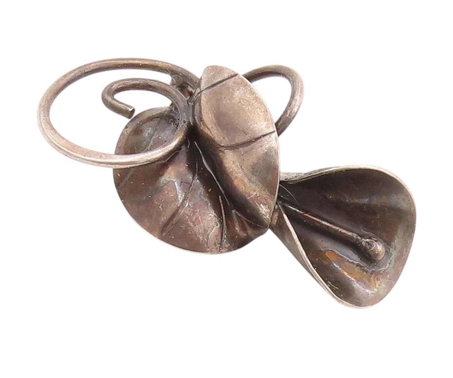 925 Sterling Silver Vintage Brooch Dark Tone Gilded Leaf & Branch Pin  BP11888