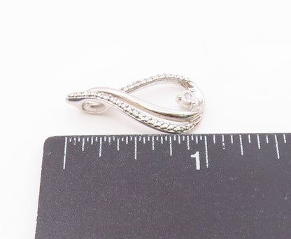 925 Sterling Silver  Vintage Genuine Diamonds Open Tear Drop Pendant  PT17913