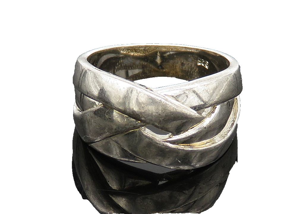925 Sterling Silver Vintage Shiny Smooth Highway Band Ring  Sz 7.5  RG20615